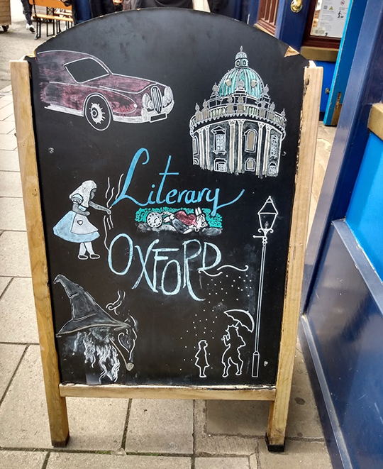Photo of a chalkboard sign that says Literary Oxford