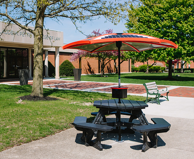 Photo of solar powered picnic tables