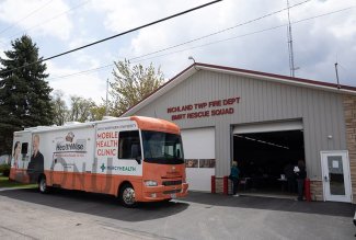 The ONU mobile clinic at a vaccination tour stop