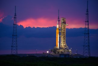 Artemis I mission's Orion rocket on launchpad, photo courtesy of NASA.