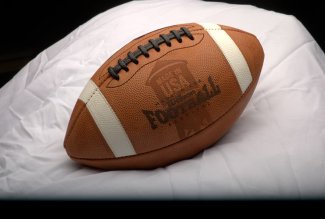 An official NFL football made at the Ada, Ohio factory.