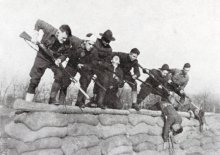 Historical Photos from WW1, photo of men on man made hill  